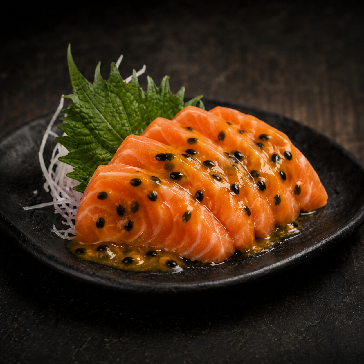 Sashimis - Salmão Especial Molho De Maracujá