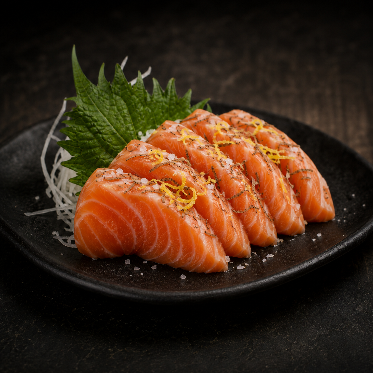 Sashimis - Salmão Trufado Raspas De Limão Siciliano e Flor De Sal